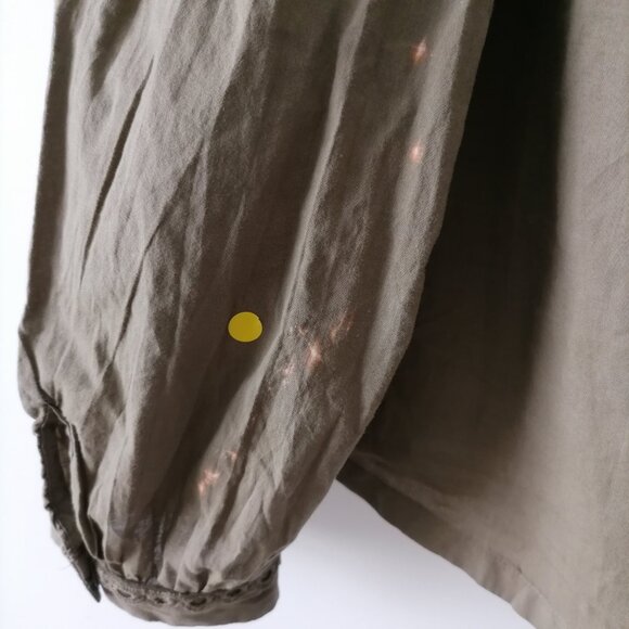 Xirena Womens Moss Green Balloon Sleeve Ruffle Gathere Poplin Blouse Size L - Picture 5 of 8